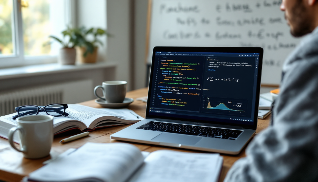 AI 개발자 기초 체력으로 선형대수, 확률통계, 파이썬 프로그래밍 학습하는 모습