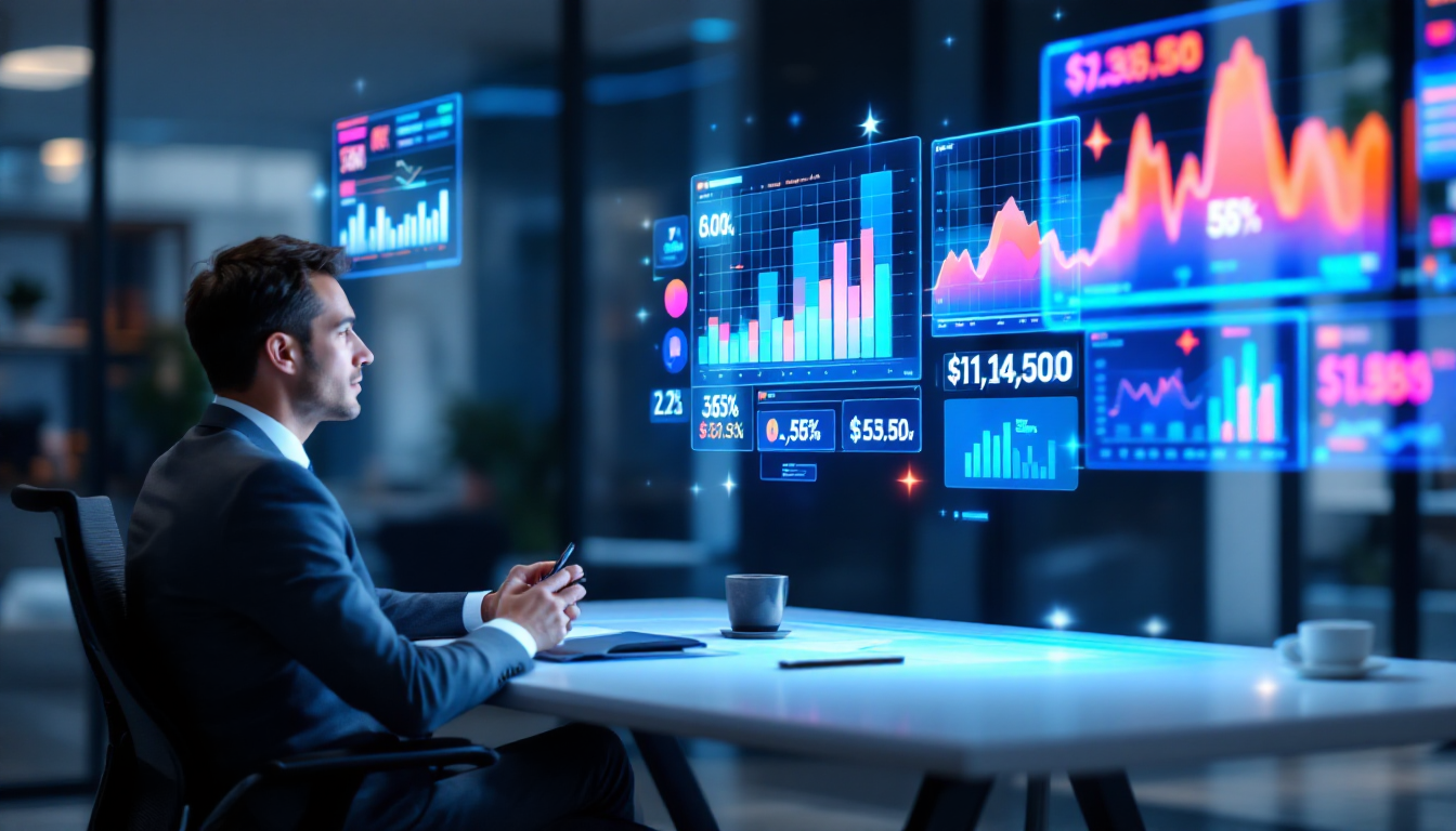 AI 스타트업 핵심 지표를 분석하며 신중한 투자 결정을 하는 투자자의 모습