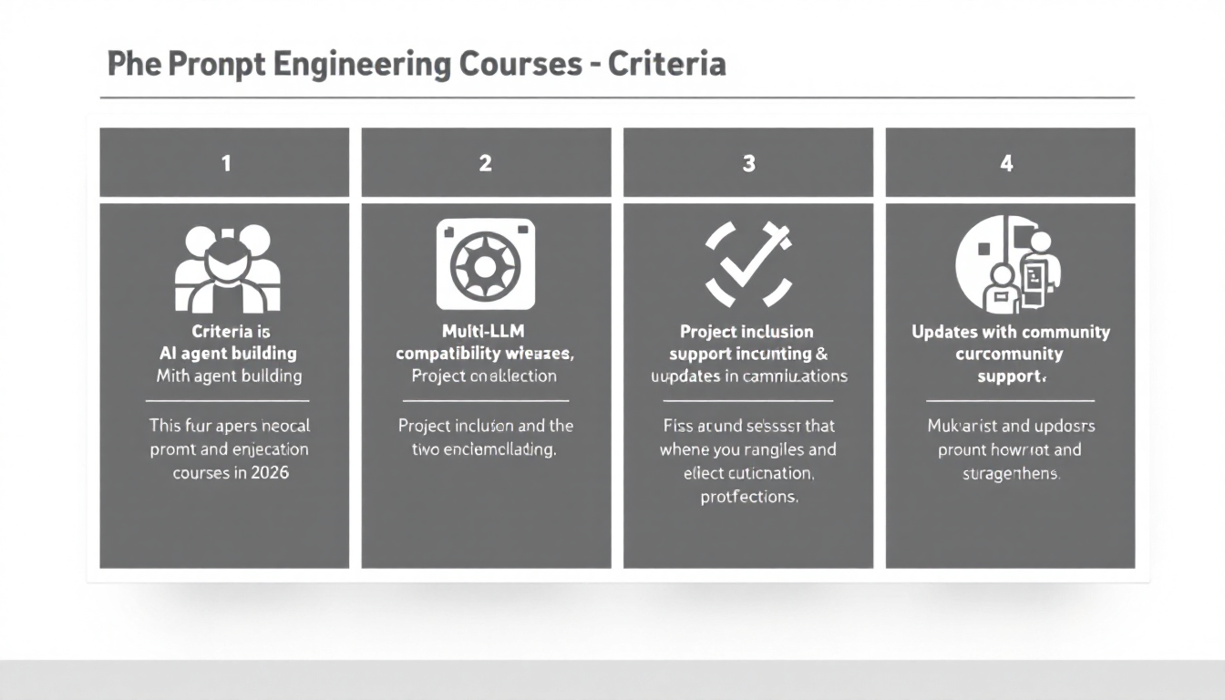 2026년 프롬프트 엔지니어링 강의 선택 기준 4가지를 보여주는 체크리스트 인포그래픽