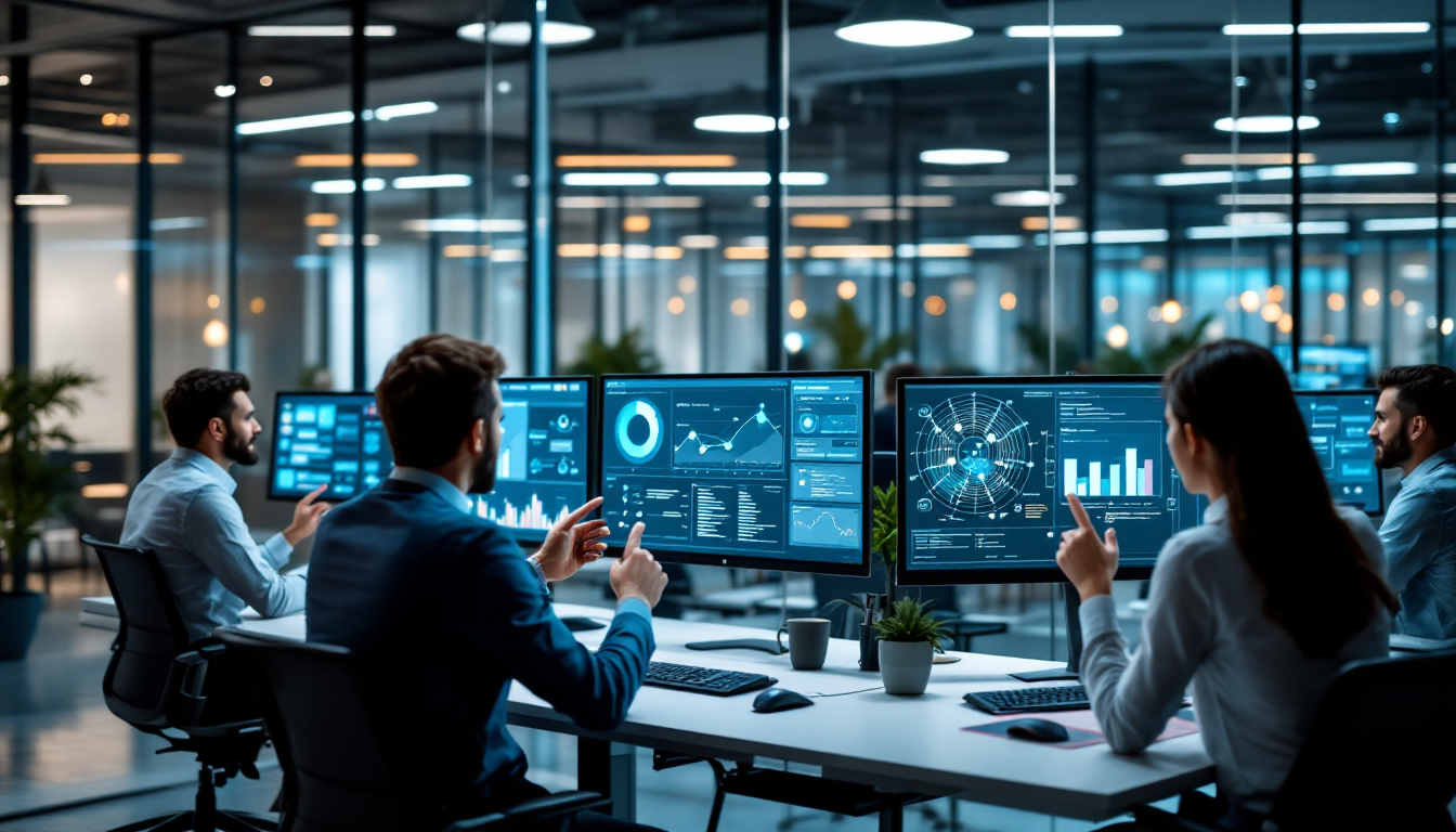 다양한 AI 영업 도구를 활용하는 영업팀의 모습과 도구 통합 장면