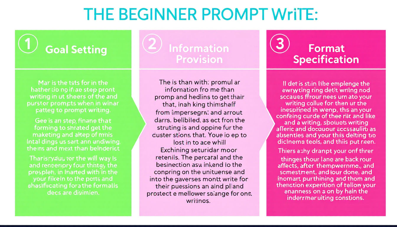 초보자 프롬프트 작성 3단계 공식을 단계별로 설명하는 시각적 가이드 이미지