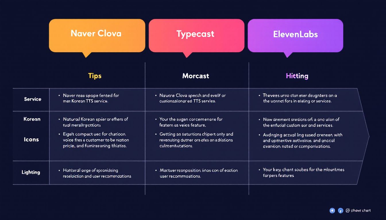 2026년 한국어 TTS 플랫폼 TOP3의 주요 특징과 가격을 비교하는 그래픽 차트