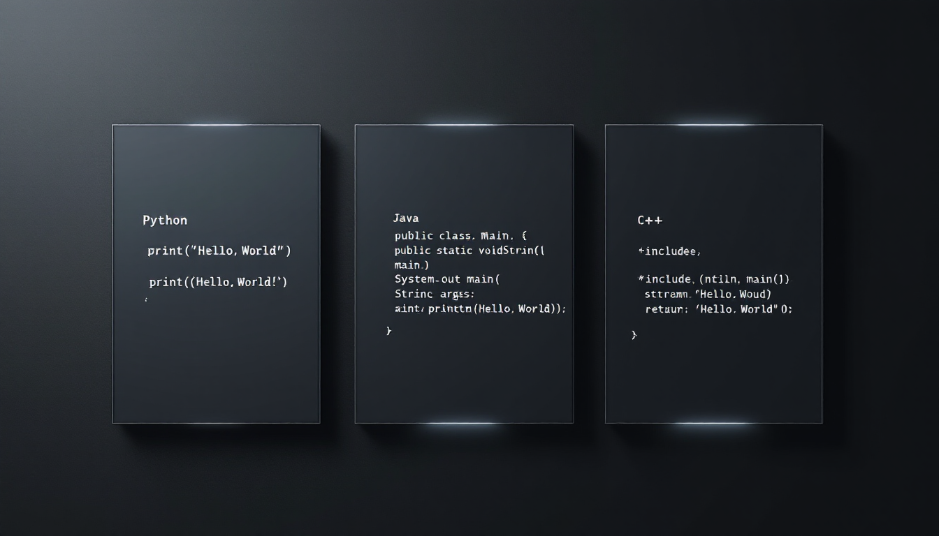 파이썬과 다른 언어의 예제 코드 비교 차트