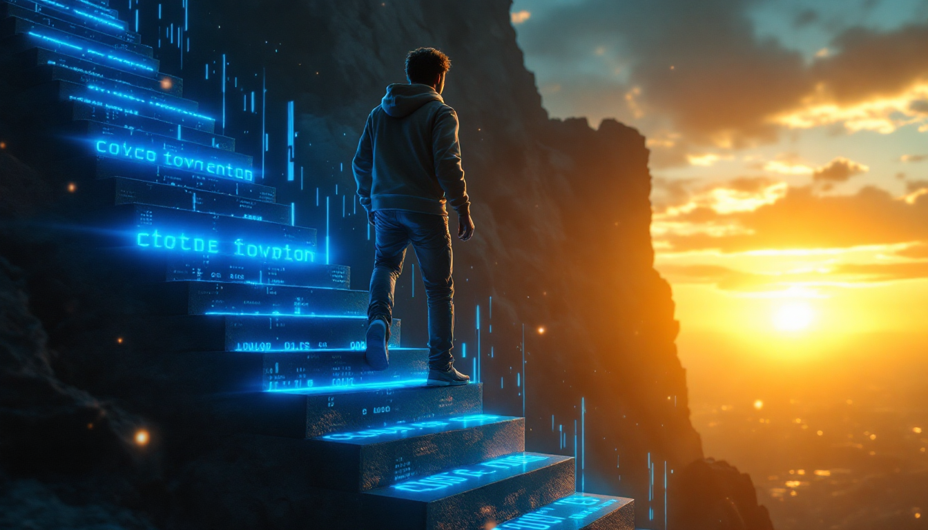 꾸준함이 비전공자의 가장 강력한 무기임을 상징하는 이미지