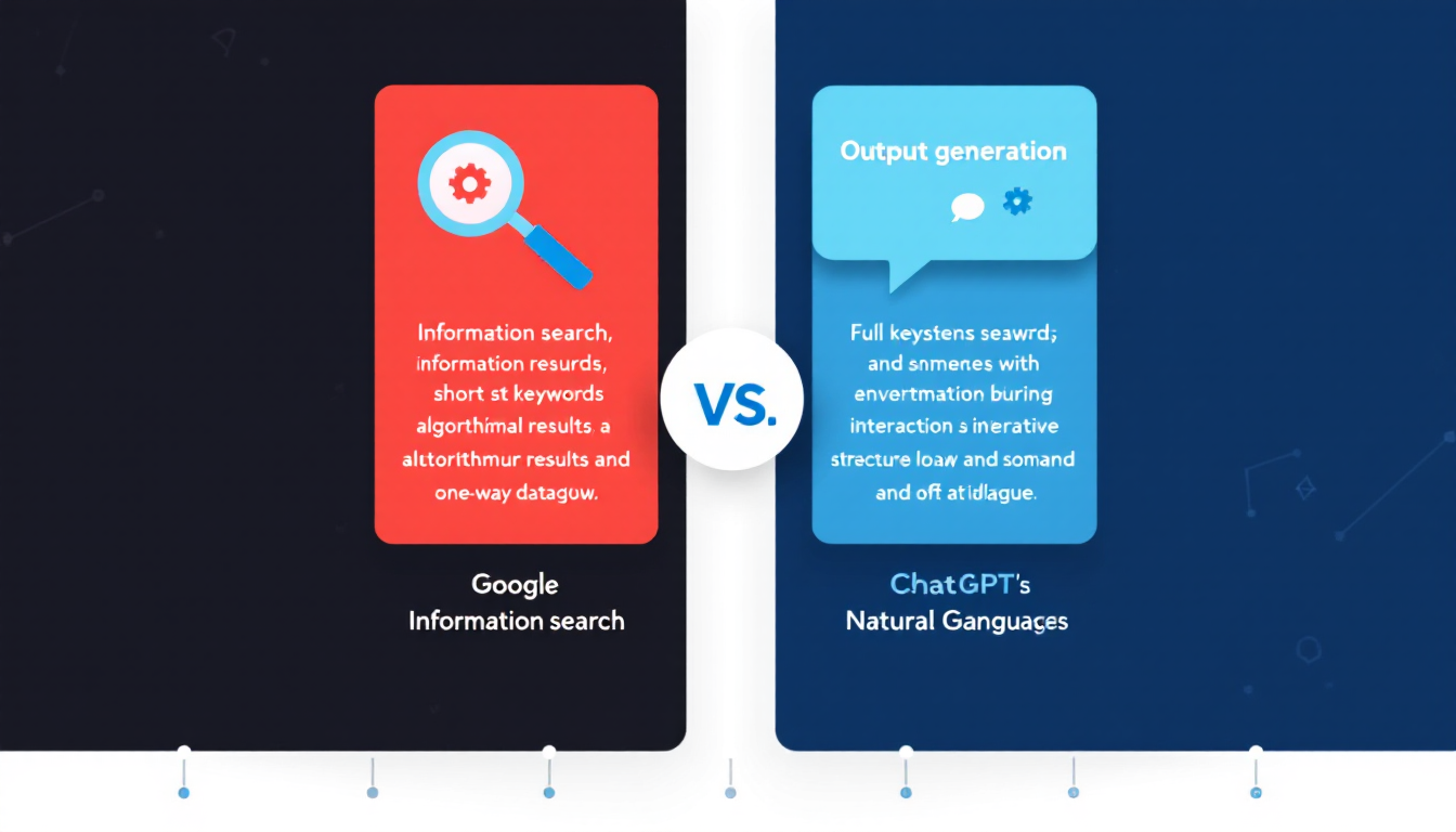 구글 검색어와 ChatGPT 프롬프트의 차이를 보여주는 비교 인포그래픽