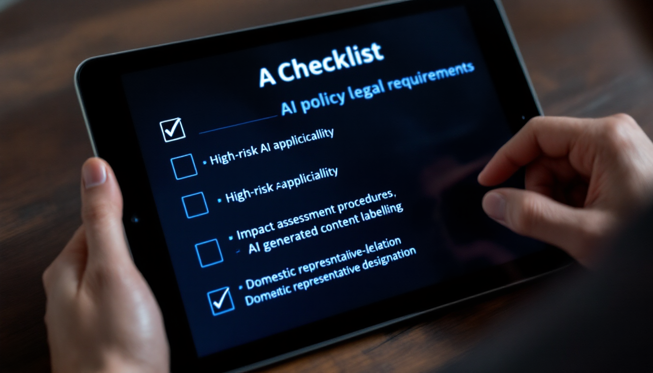 AI 정책 입안자를 위한 법적 요구사항 체크리스트를 보여주는 이미지