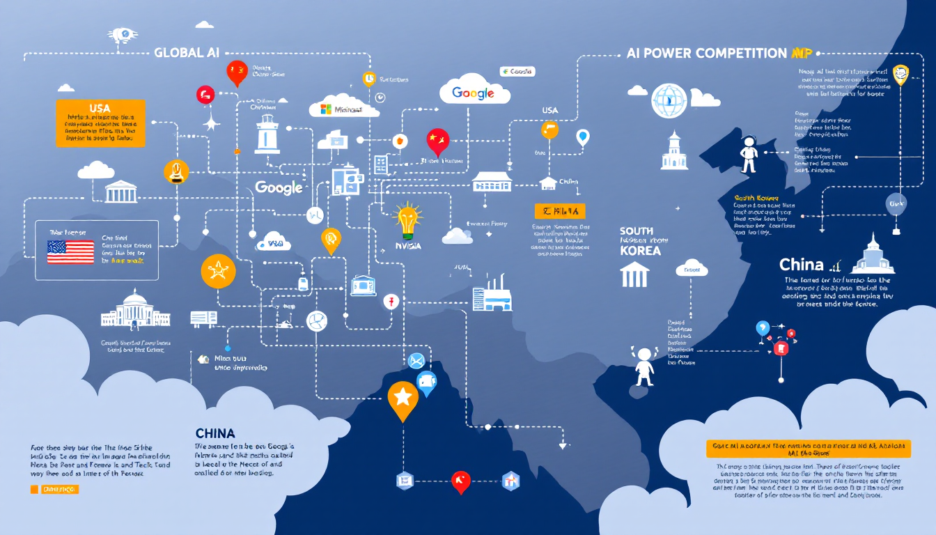 글로벌 AI 경쟁과 한국의 전략적 위치를 보여주는 개념 이미지