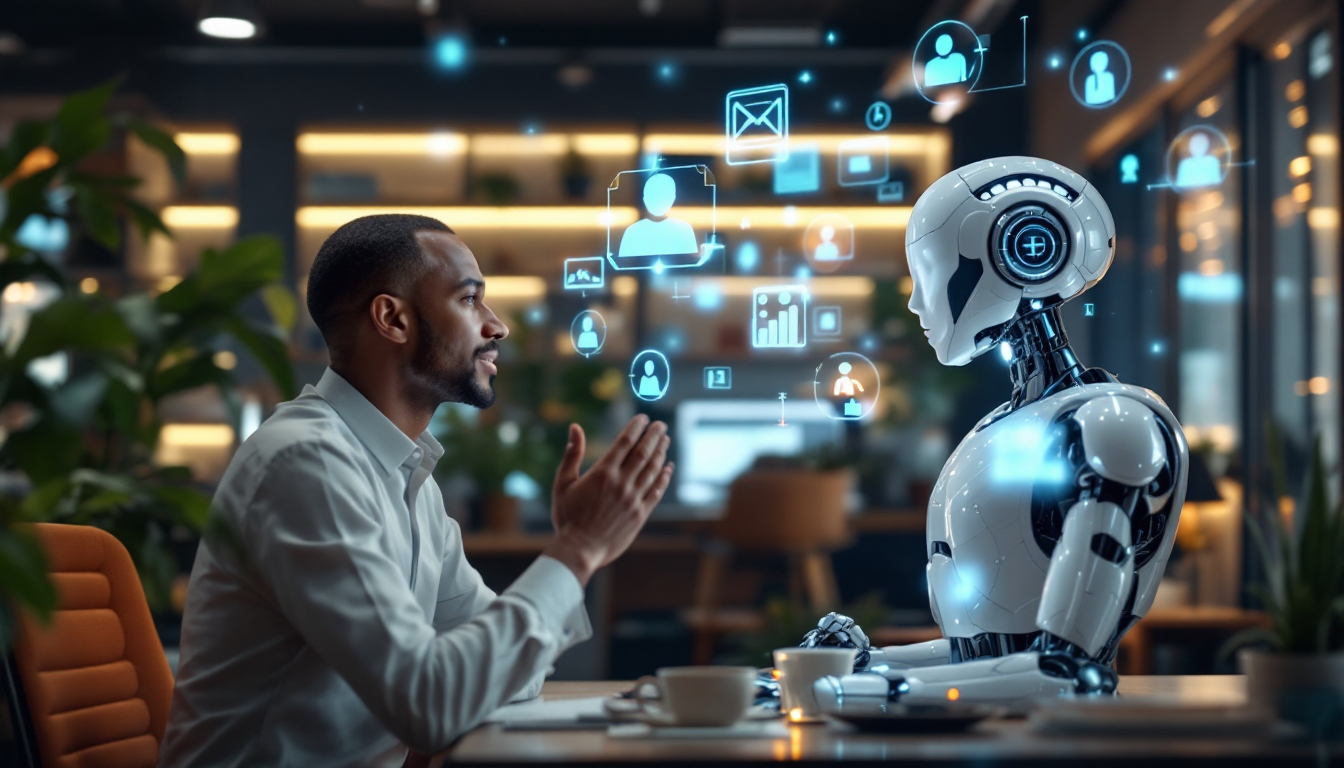 프롬프트 엔지니어링 실전 테크닉 6가지를 나타내는 AI와 인간 상호작용 이미지