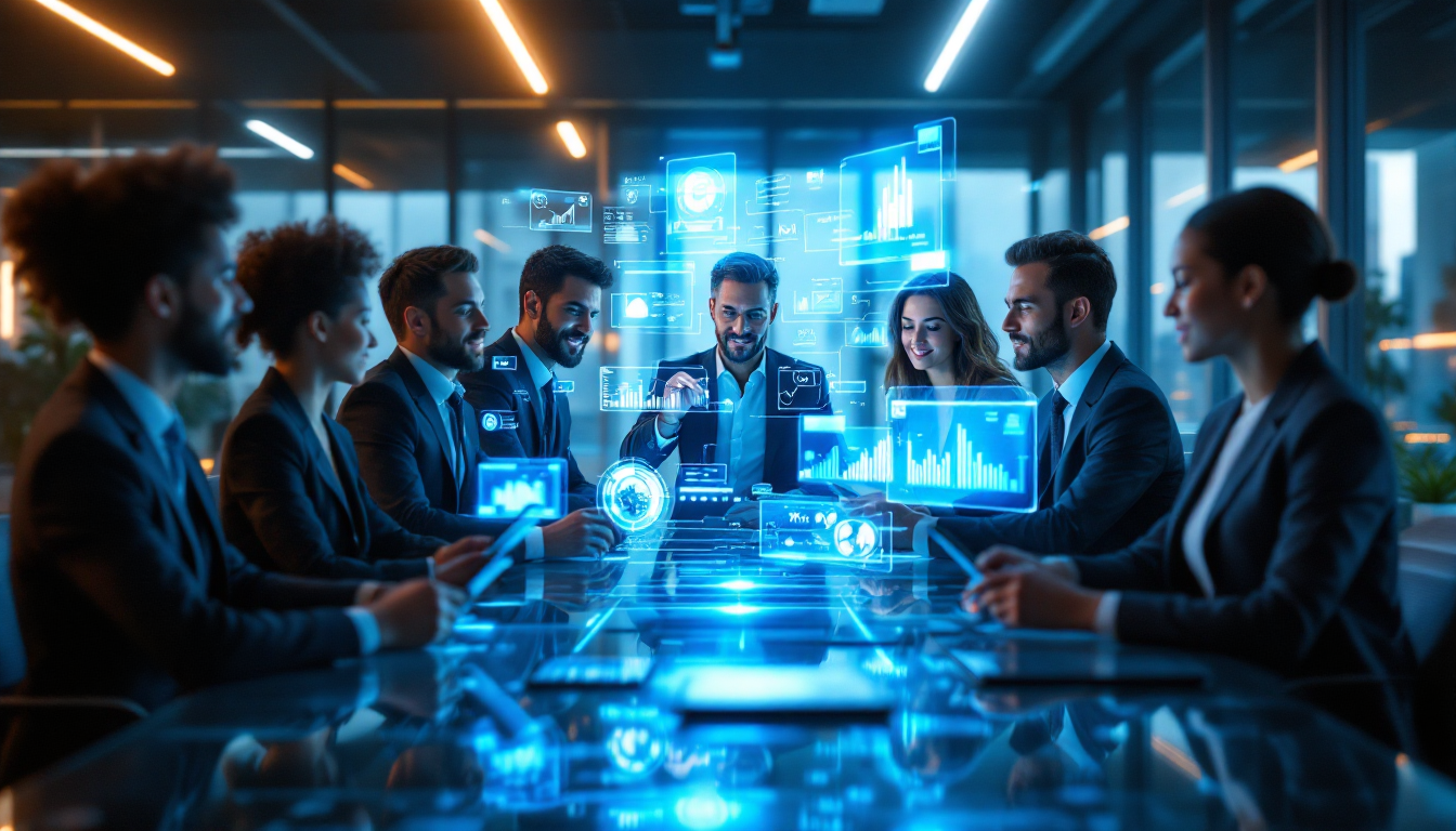 2026년 AI 디지털 동료와 함께 일하는 다양한 직장인들의 협업 모습