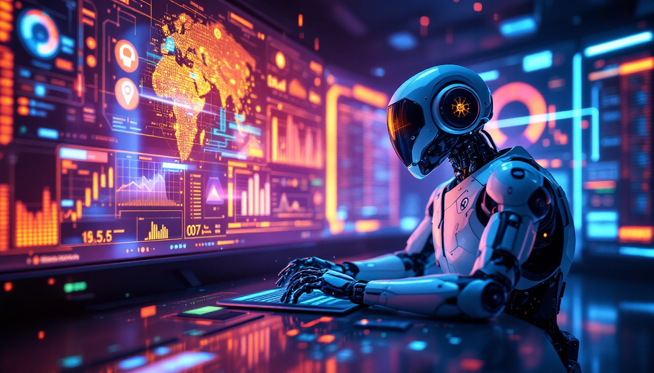 자율형 AI 에이전트가 독립적으로 영업 프로세스를 수행하는 미래 지향적 이미지