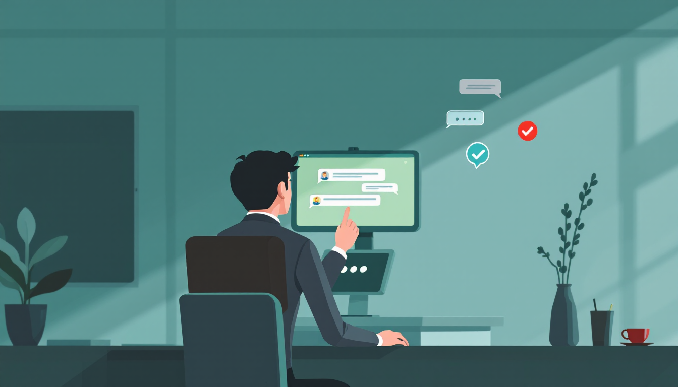 좋은 프롬프트 작성을 위한 5가지 핵심 팁을 시각화한 이미지, 각 요소를 아이콘과 함께 표현한 직장인과 AI 화면