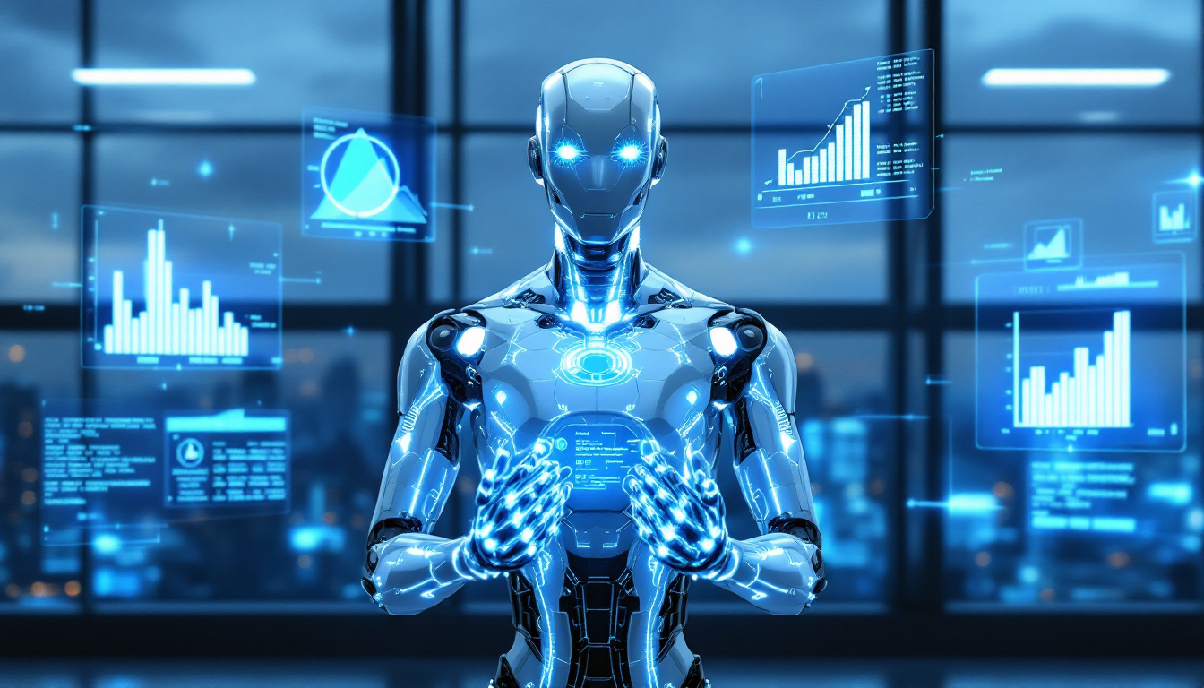 자율형 AI 영업사원의 모습을 보여주는 실사 스타일의 이미지