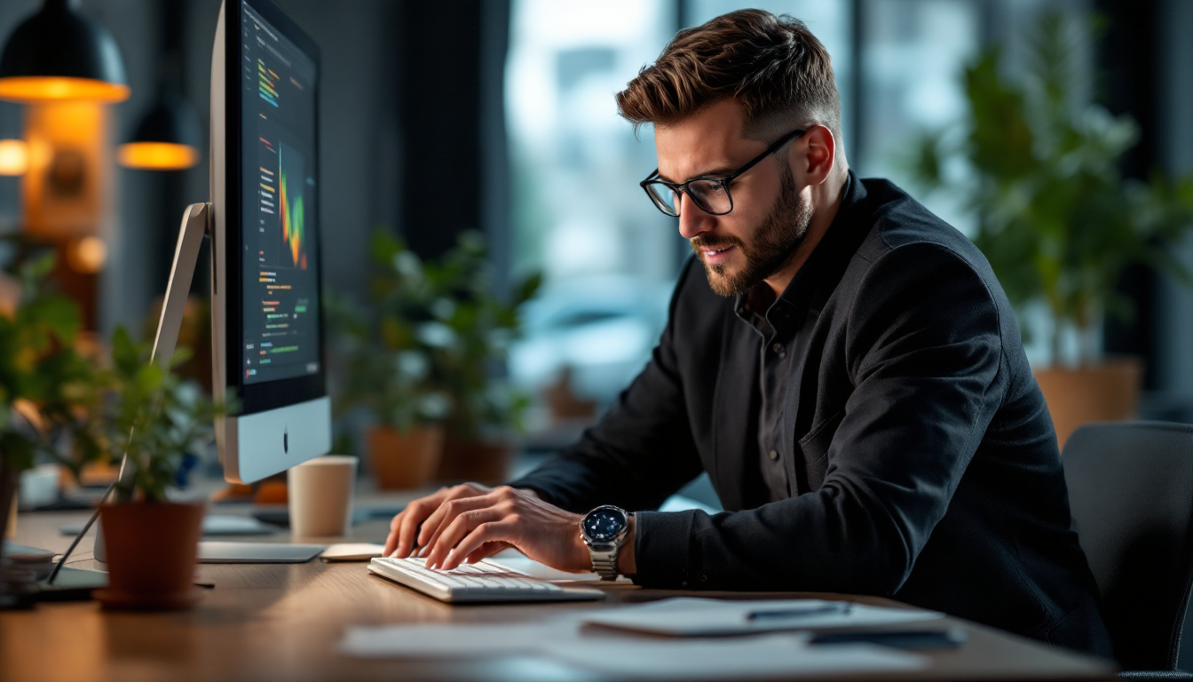 개발자가 AI 자동화 도구를 활용하여 효율적으로 업무를 수행하는 모습