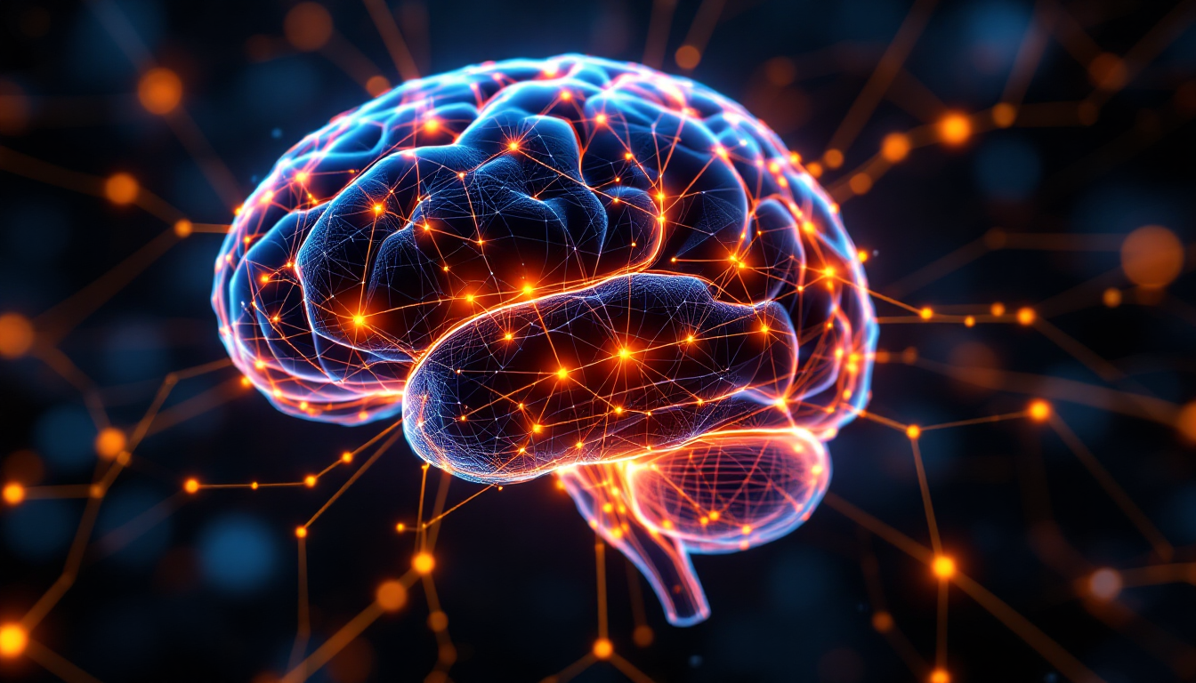 AI의 복잡한 추론 능력을 시각화한 뇌와 네트워크 이미지