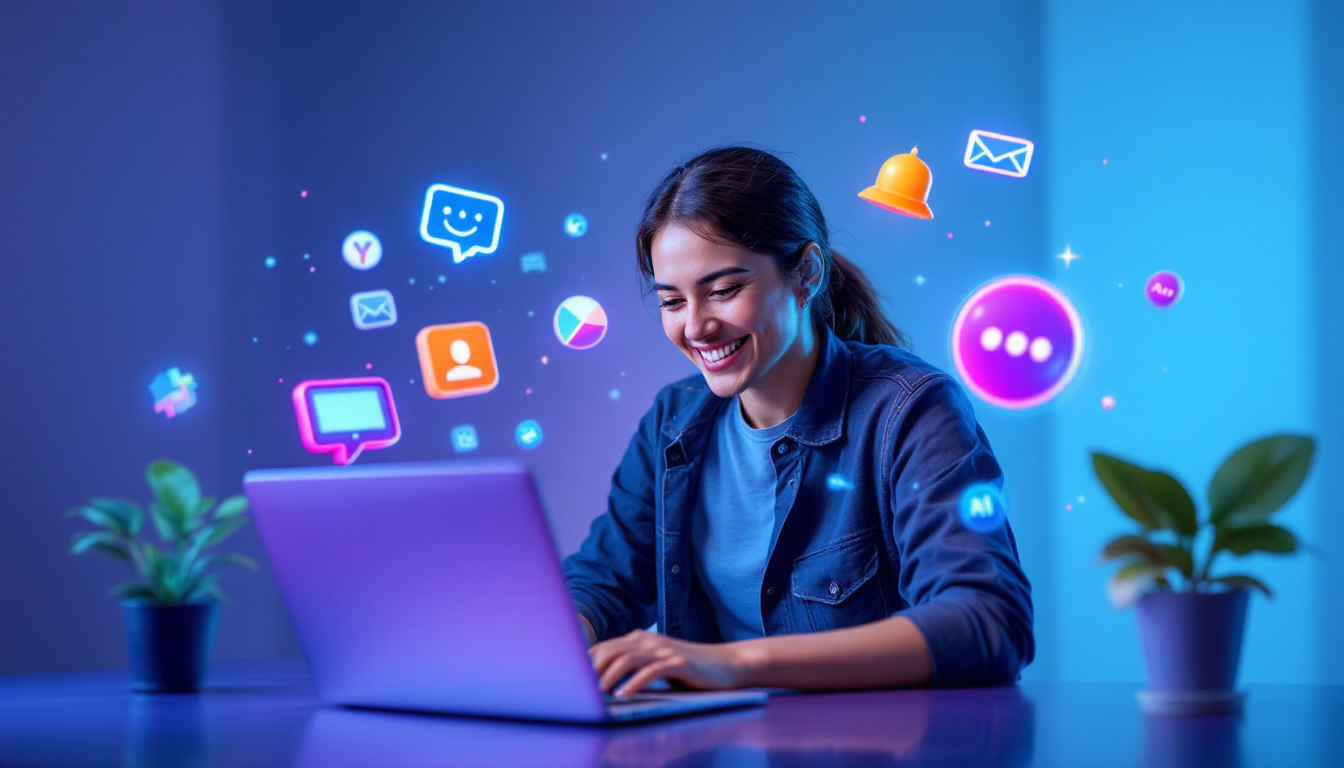 ChatGPT 사용법을 완벽히 익혀 AI 전문가가 된 사용자가 자신감 있게 대화하는 모습