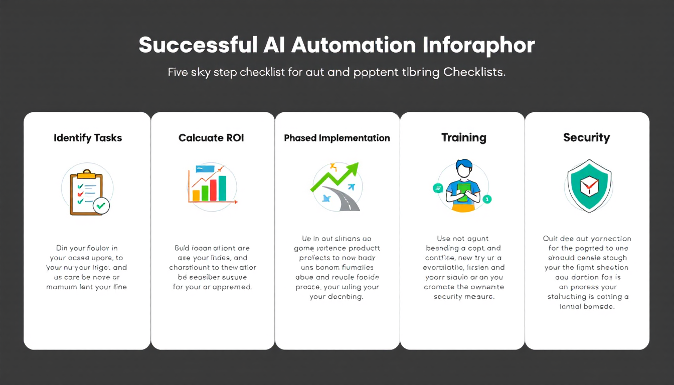 성공적인 AI 자동화 도입을 위한 체크리스트를 시각적으로 표현한 그래픽